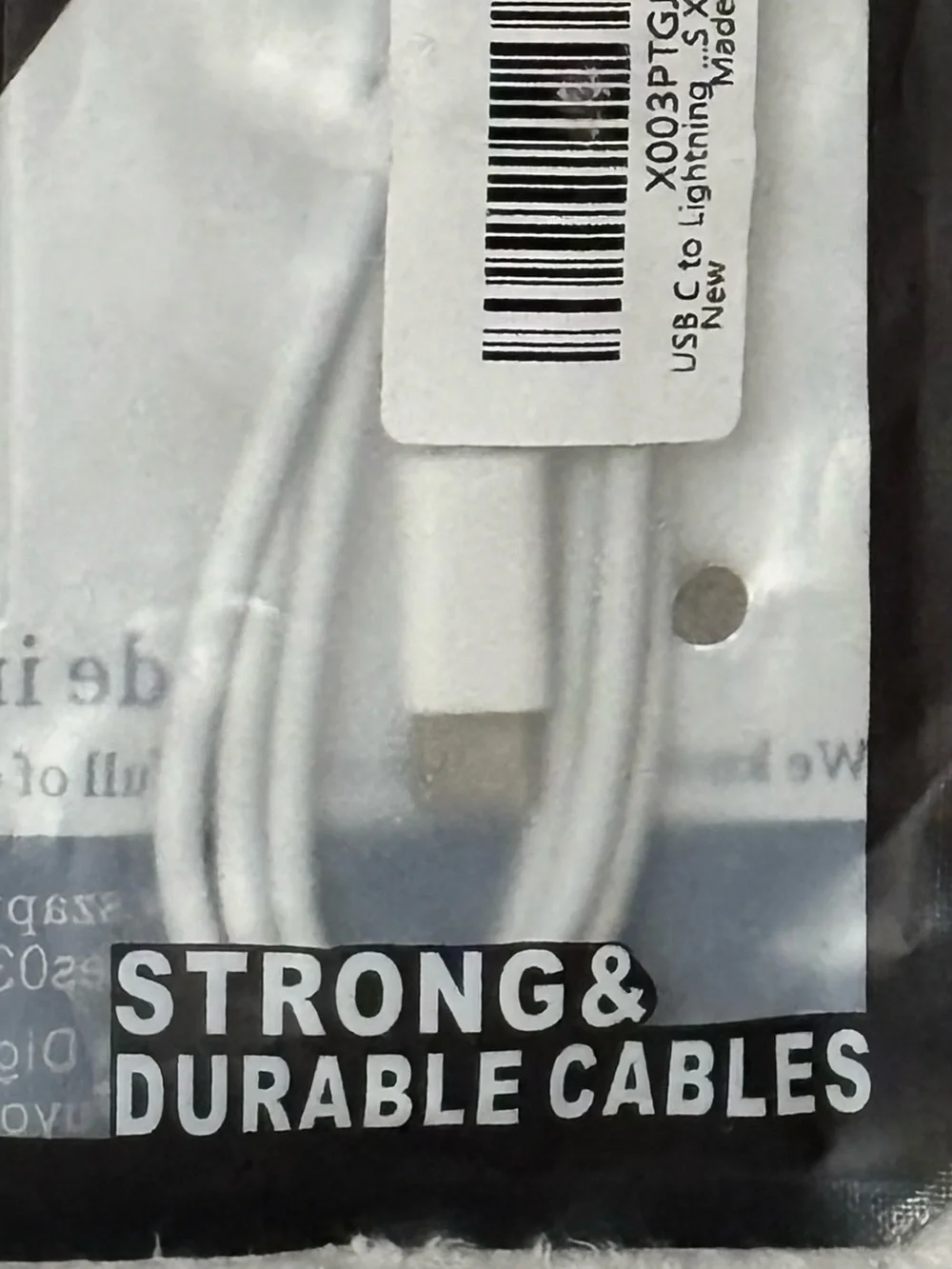 USB-C to Lightning Charging Cable – White Durable Cable
